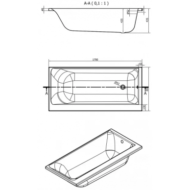 Акриловая ванна Cersanit Smart (63350) 170х80, левая 6