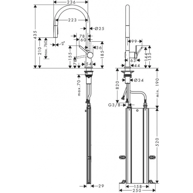 Смеситель для кухни Hansgrohe Talis M54 (72801670) (с вытяжным изливом) sBox, чёрный матовый 6