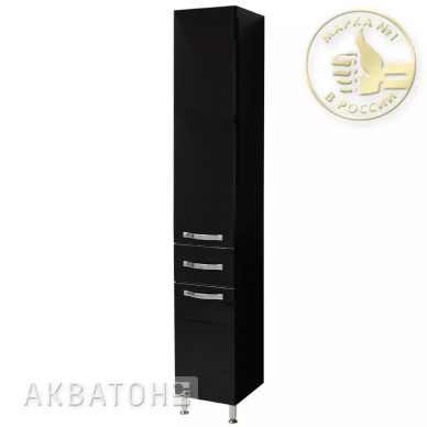Пенал напольный Акватон Ария Н (чёрный глянец) с бельевой корзиной 0