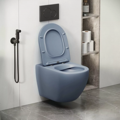 Чаша подвесного унитаза Grossman Color (GR-4411BSMS-21) голубой матовый, с микролифтом 6