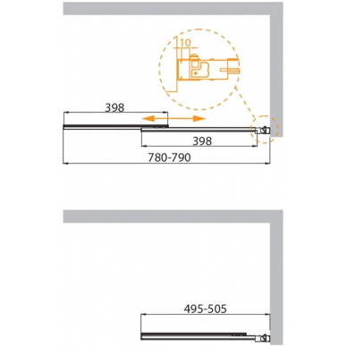 Шторка для ванной Cezares Slider VF11 (SLIDER-VF-11-80/150-C-Cr) (80x150) прозрачное стекло/профиль хром 1