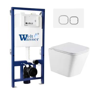 Инсталляция Welt Wasser Bamberg 525 + GELBACH 043 MT-WT + Bamberg WT в комплекте с унитазом, безободковый, с сидением микролифт 0