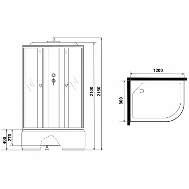 Душевая кабина Niagara Eco 120х80х215 см, левосторонняя, без гидромассажа 6