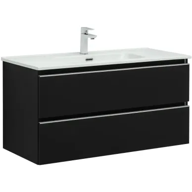 Тумба для ванной Aquanet Вега 329593 100 см, чёрная матовая 0