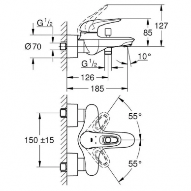 Смеситель для ванны Grohe Eurostyle New (33591003) 1