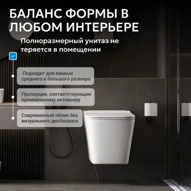 Унитаз подвесной Abber Rechteck AC1202P с импульсным смывом, с микролифт, белый глянцевый 5