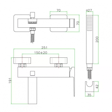 Смеситель  для ванны Fiore Kube (100 NN 8552) 1