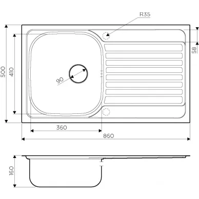 Мойка кухонная Omoikiri Kashiogawa 86-IN (4993453) нержавеющая сталь 2