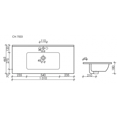 Раковина Ceramica Nova Element (CN7003MB) (101 см) прямоугольная, чёрный 1