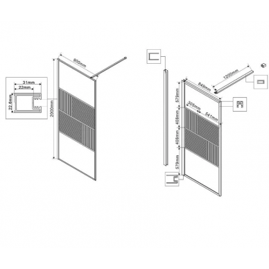 Душевая перегородка Vincea Walk-In HP Art (VSW-1HC900CFGM) 90x200 см, профиль вороненая сталь/стекло рифленое/прозрачное 6