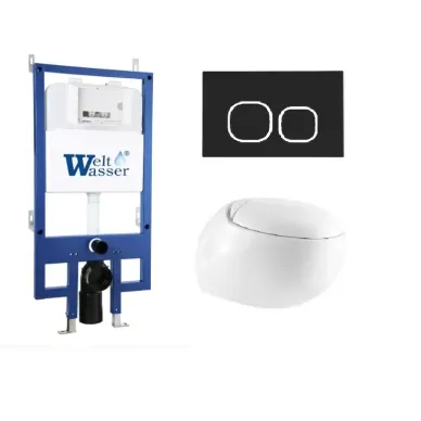Инсталляция Welt Wasser Bamberg 545 + JECKENBACH 004 GL-WT + Bamberg BL в комплекте с унитазом, безободковый, с сидением микролифт 0