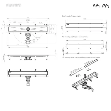 Душевой лоток Am.Pm MasterFlow (W01SC-U11-060-04BM) (600мм) универсальный затвор Tile 11
