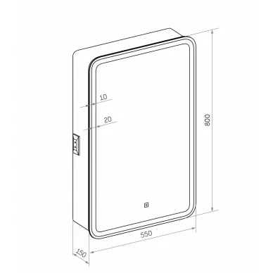 Зеркальный шкаф Art&Max Platino AM-Pla-550-800-1D-R-DS-F 55x80 см с LED подсветкой, bianco lucido 9