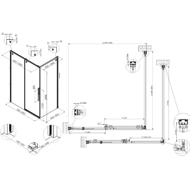 Душевой уголок Vincea Ultima VSR-7UL1012CLGM 120x100х200 см, профиль вороненая сталь/стекло прозрачное 1