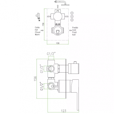 Смеситель для душа Fiore Kube (100 NN 7501) скрытого монтажа 1
