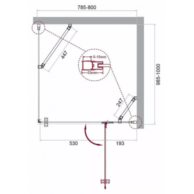 Душевой уголок BelBagno Kraft (KRAFT-AH-12-80/100-C-Cr-R) 80х100 см, профиль хром/стекло прозрачное 7