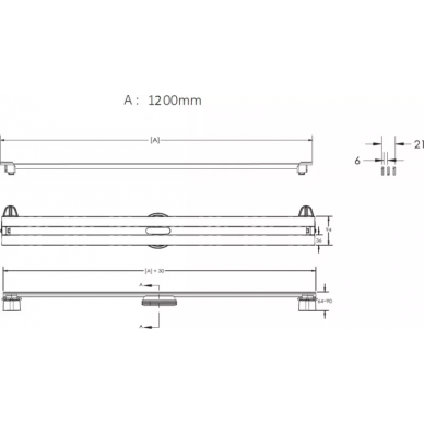 Душевой лоток Berges Super Slim 1200 (090184) S-сифон боковой, матовый хром 6