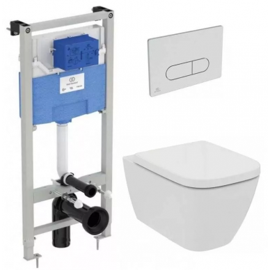 Инсталляция Ideal Standard Prosys I.Life (IP001401) безободковый, микролифт, пневматическая кнопка хром 0