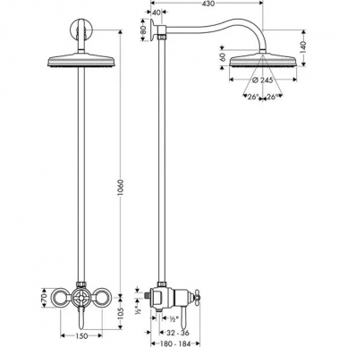 Душевая система Hansgrohe Axor Carlton Showerpipe (17670) 1