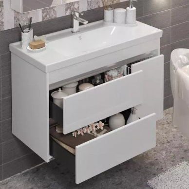 Тумба для ванной Opadiris Фреш 100 белый/белое стекло 5