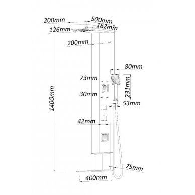 Душевая панель Black & White Gravity GR027 (027000) чёрный матовый/белый матовый 10
