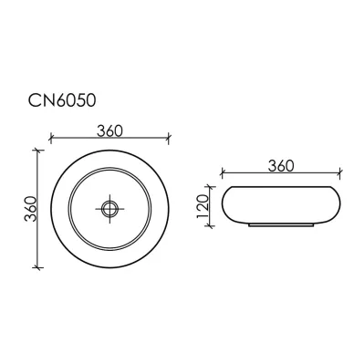 Раковина накладная Ceramicanova Element (CN6050MB) (36 см) черная матовая 6