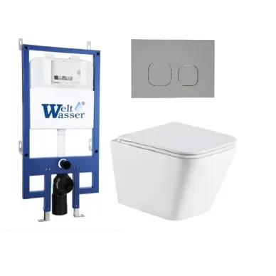 Инсталляция Welt Wasser Bamberg 545 + GELBACH 043 GL-WT + Bamberg CR в комплекте с унитазом, безободковый, с сидением микролифт 0