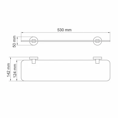 Полка стеклянная Wasserkraft Asphe K-77700 K-77724 53 см, настенная, стекло матовое, золото розовое 1
