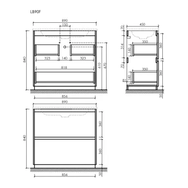 Тумба для ванной Sancos Libra Floor LB90FECH напольная, 89 см, дуб чарльстон 10