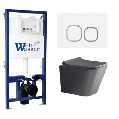 Инсталляция Welt Wasser BAMBERG 525 + GELBACH 041 MT-GR +Bamberg WT в комплекте с унитазом, безободковый, с сидением микролифт 0