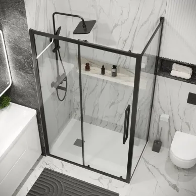 Душевой уголок Grossman Cosmo 110х70х195 см, стекло прозрачное/профиль чёрный 5