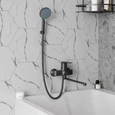 Смеситель для ванны Teymi Lori T10267 с длинным изливом, чёрный матовый 5