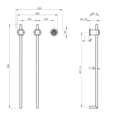 Полотенцесушитель электрический Wonzon & Woghand Leipzig WW-AL3621-MB встраиваемый, чёрный матовый 4