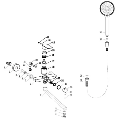 Смеситель для ванны Fmark FS8824 сатин 7