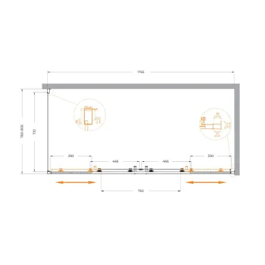 Душевой уголок Cezares Molveno MOLVENO-AH-2/1-180/80-C-Cr-IV 180х80 профиль хром/стекло прозрачное 5