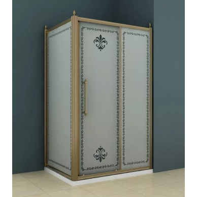 Душевой уголок Cezares Retro Scorrevole AH11 (150x90) матовое стекло с прозрачным узором (бронза) 0