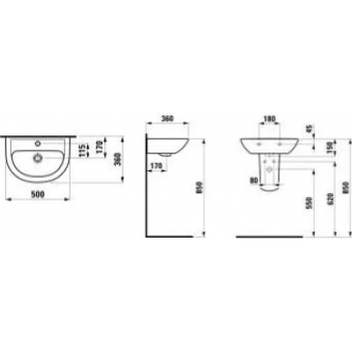 Раковина Laufen Pro В (8.1595.3.000.104.1) (50 см) 1