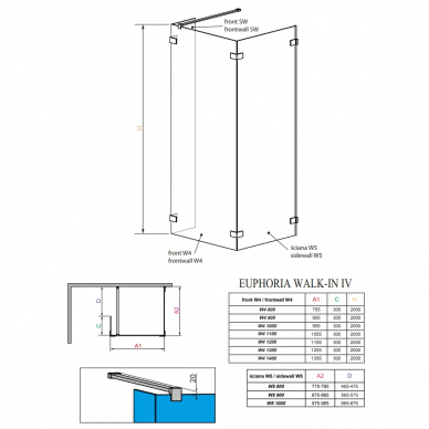 Душевая шторка Radaway Euphoria Walk-in (383142-01-01) (100 см) 6