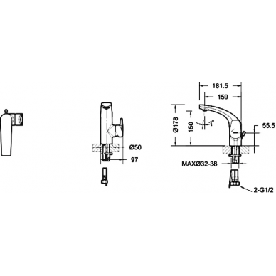 Смеситель  для раковины Bravat Nizza (F1353387CP-RUS) с донным клапаном 1