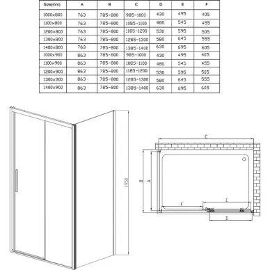 Душевой уголок Vincea Soft (VSR-3SO1011CL) 110х100х195 см, профиль хром/стекло прозрачное 5