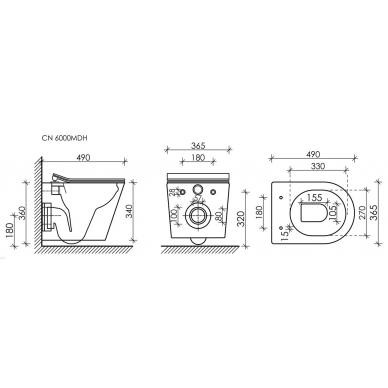 Подвесной унитаз Ceramicanova Balearica Rimless (CN6000MDH) (тёмный антрацит матовый) с сиденьем микролифт 7
