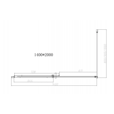 Душевой уголок Vincea Dice (VSR-4D8014CLB) 140х80х200 см, профиль чёрный/стекло прозрачное 3