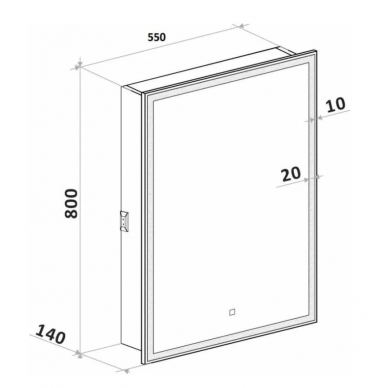 Зеркальный шкаф Art&Max Techno (AM-Tec-550-800-1D-R-DS-F) (55x80 см) с LED подсветкой, bianco lucido 5