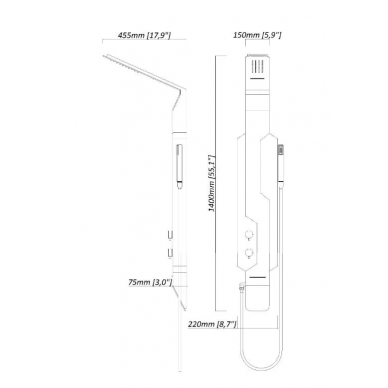 Душевая панель Black & White Gravity GR028 (028000) чёрный матовый/белый матовый 9