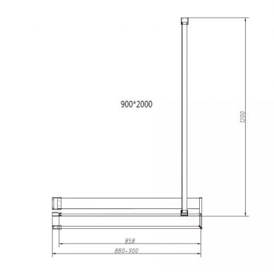 Душевая перегородка Vincea Walk-In (VSW-4HR900CGB) 90х200 см, профиль чёрный/стекло тонированное 2