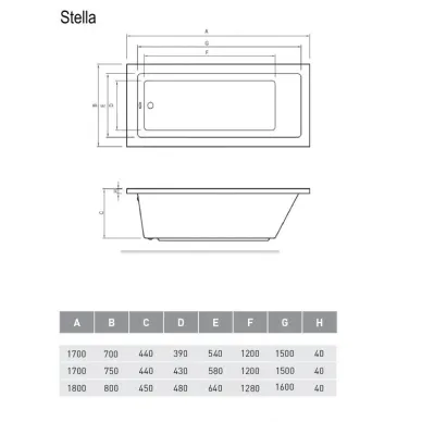 Акриловая ванна Relisan Stella (Гл000026030) 180х80 6
