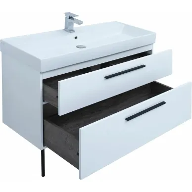 Тумба для ванной Aquanet Nova 249922 Slim Synergy, 100 см, белый глянец 5