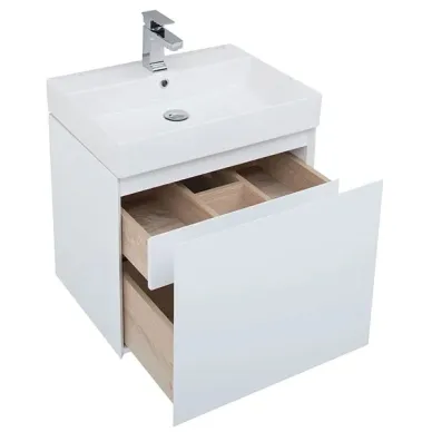 Тумба с раковиной Aquanet Йорк 212591 60 см белая глянцевая 2