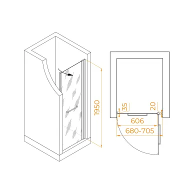 Душевая дверь RGW Passage PA-103B 020810307-24c 70x195 см, профиль чёрный/стекло матовое 2