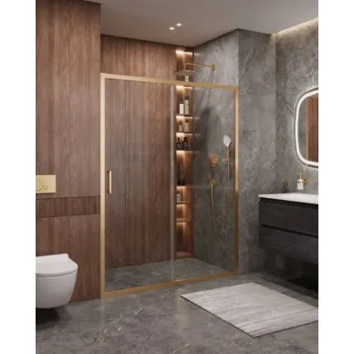 Душевая дверь Cezares Molveno MOLVENO-BF-1-150-C-BORO-IV 150х195, профиль брашированное золото/стекло прозрачное 0